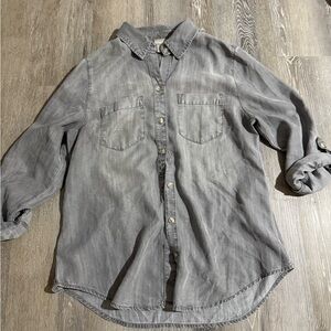 Chico's Casual Gray Button-Down Shirt